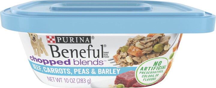 Purina Beneful Freshly Prepared Blends Wet Dog Food with Beef, Carrots, Peas, and Barley, 10 oz Tub