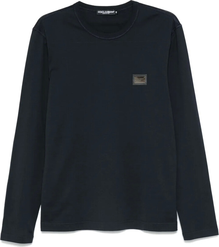 Dolce & Gabbana Logo Patch V-Neck T-Shirt - ShopStyle