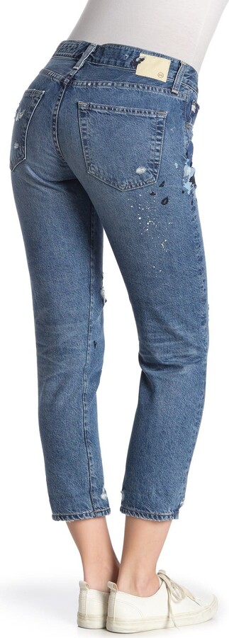 AG Jeans Ex-Boyfriend Distressed Slim Crop Jeans