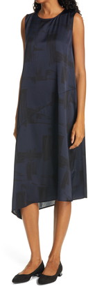Eileen Fisher Asymmetrical Silk & Organic Cotton Midi Dress