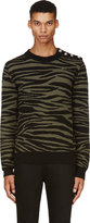 Thumbnail for your product : Balmain Black & Khaki Zebra Print Sweater