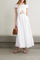 Thumbnail for your product : Brandon Maxwell Cutout Pleated Cotton-poplin Shirt Dress - White