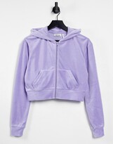 Thumbnail for your product : Weekday Juno co-ord velour hoodie in purple
