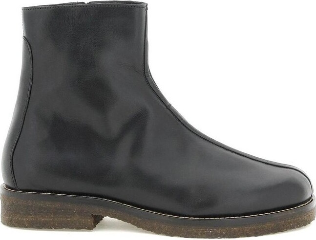 Lemaire Black Leather Zipped Boots - ShopStyle