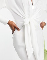 Thumbnail for your product : In The Style exclusive knot front shirt dress in white