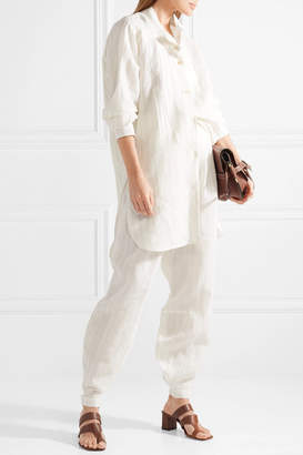 Loewe Asymmetric Oversized Striped Linen-blend Shirt - Off-white