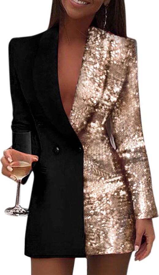 gold sequin blazer dress