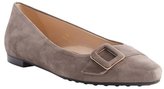 Thumbnail for your product : Tod's taupe suede pointed toe buckle detail flats