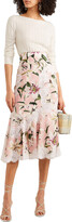 Thumbnail for your product : Dolce & Gabbana Ruffled Lace-trimmed Floral-print Silk-blend Midi Skirt