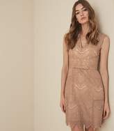 Thumbnail for your product : Reiss GEMINA LACE FIT AND FLARE DRESS Nude