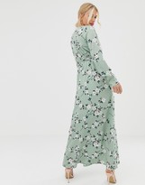 Thumbnail for your product : Yumi 3/4 sleeve floral wrap maxi dress