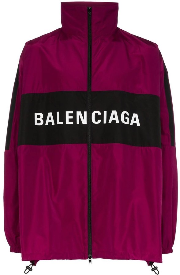 Balenciaga Burgundy Logo Track Jacket - ShopStyle