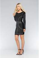 Thumbnail for your product : Quiz Black and Silver Knit Long Sleeve Embellished Dress