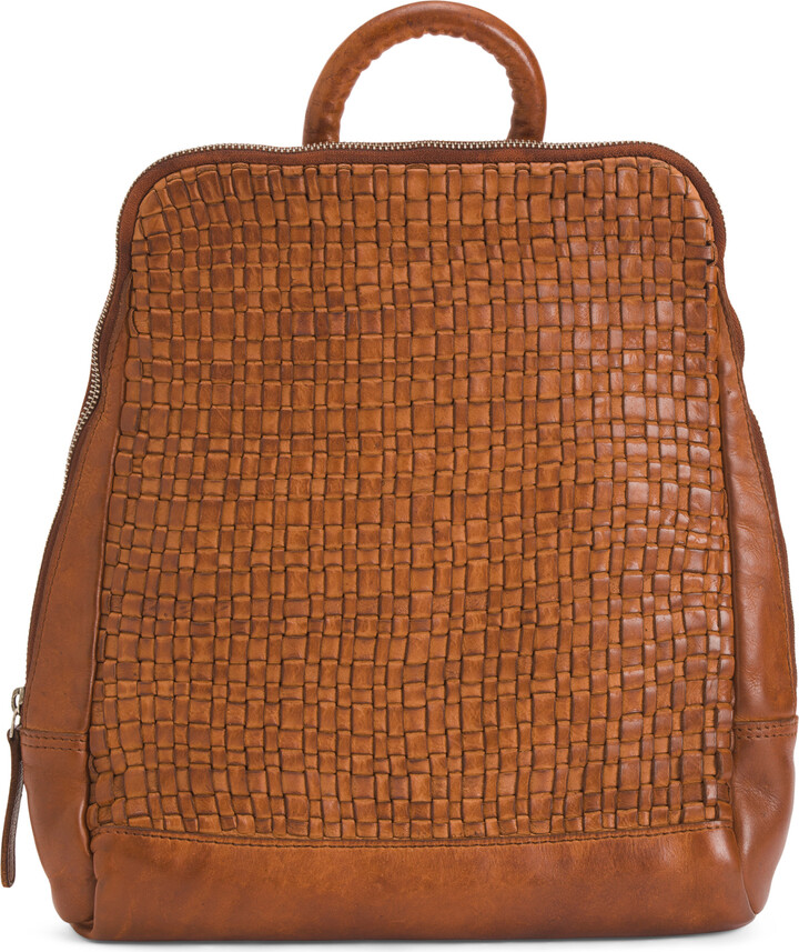 Vilenca Holland Leather Woven Front Backpack ShopStyle