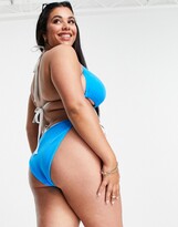 Thumbnail for your product : ASOS Curve DESIGN curve tanga bikini bottom with adjusters in blue towelling