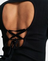 Thumbnail for your product : Threadbare Tall Cleopatra open back lace up jumper in black