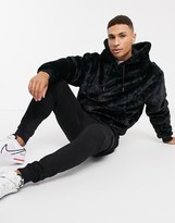 Thumbnail for your product : ASOS DESIGN oversized faux fur hoodie in black