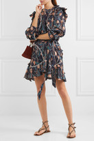 Thumbnail for your product : Isabel Marant Ullo Embellished Floral-print Cotton Dress - Black