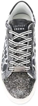 Leather Crown glitter detail sneakers