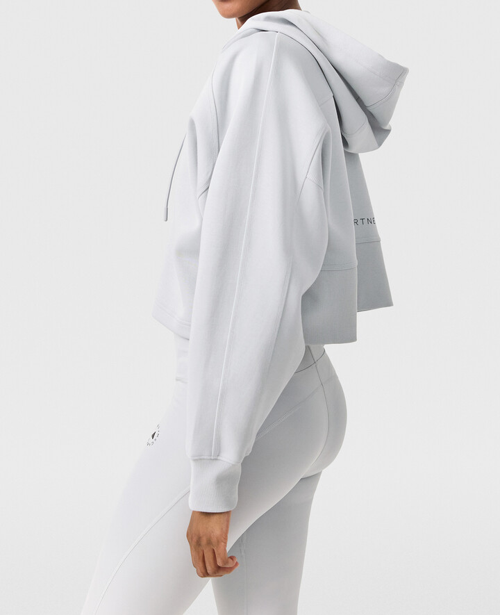 Stella McCartney - Logo Cropped Hoodie, Woman, Gray, Size: L