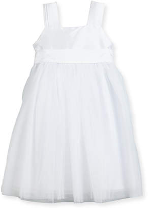 Isabel Garreton Venice Pleated Straps V-Back Dress, White, Size 2-3