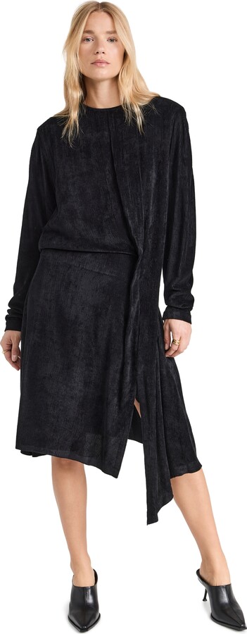 Recto Raviera Velvet Coduroy Draped Dress