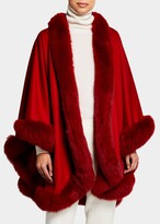 Thumbnail for your product : Sofia Cashmere Fox Fur-Trimmed Cashmere U-Cape