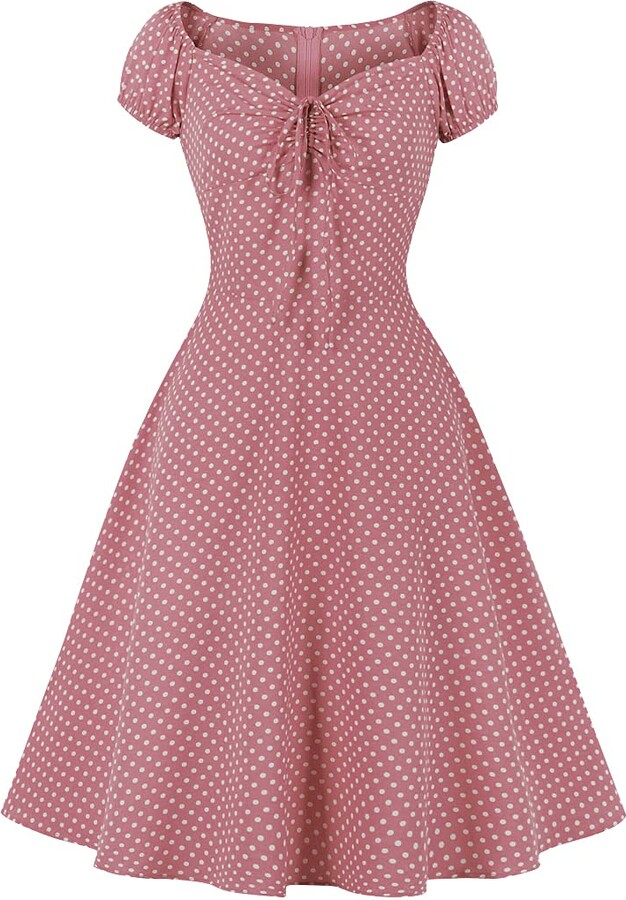 Women Vintage 1950s Rockabilly Swing Dress 50s Pinup Retro Hepburn