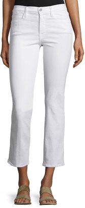 Frame Denim Le High Straight-Leg Cropped Jeans, Blanc