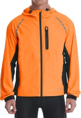 Men's Cycling Running Rain Jacket Lightweight Waterproof Biking Hiking Windbreaker Raincoat Reflective Packable 