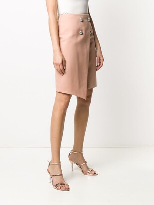 Balmain Stud-Embellished Asymmetric Skirt