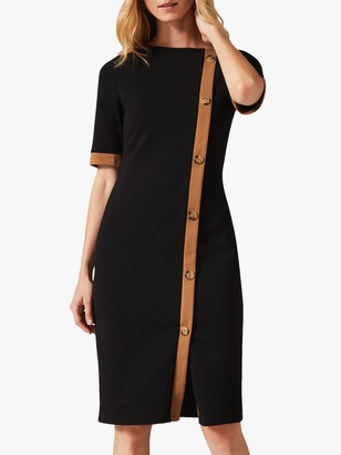 Phase Eight Reema Fitted Dress, Black/Camel