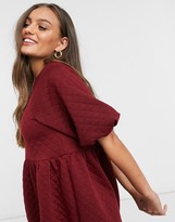 Thumbnail for your product : Vero Moda Petite quilted smock dress in burgundy