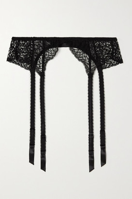 Journelle Allegra Stretch-lace And Tulle Suspender Belt - Black