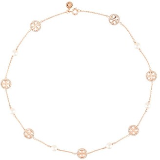 Tory Burch Crystal Pearl Logo Necklace - ShopStyle