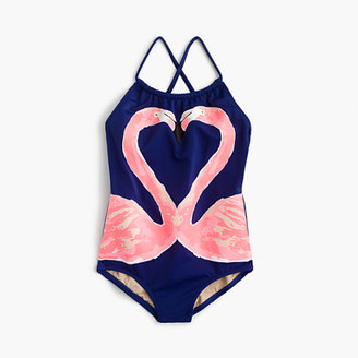 J.Crew Girls' one-piece swimsuit in kissing flamingos