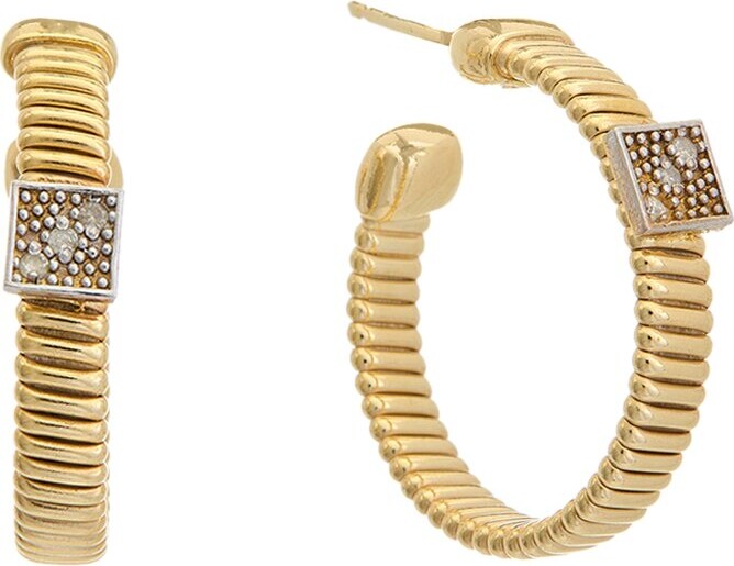 Meshmerise 18K Gold Over Silver 0.06 Ct. Tw. Diamond Earrings