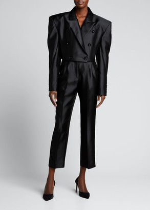 Christopher John Rogers Pleated Silk-Wool Pants