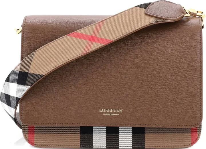 Burberry Pre-Owned Mackford Leather and House Check Canvas Small shoulder bag