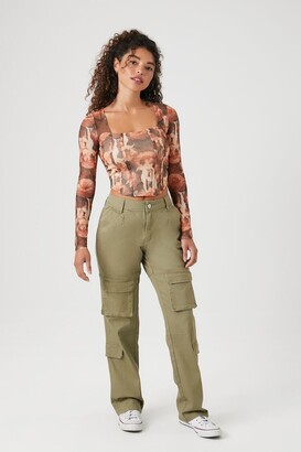 Forever 21 Women's Twill High-Rise Cargo Pants in Sage Large - ShopStyle