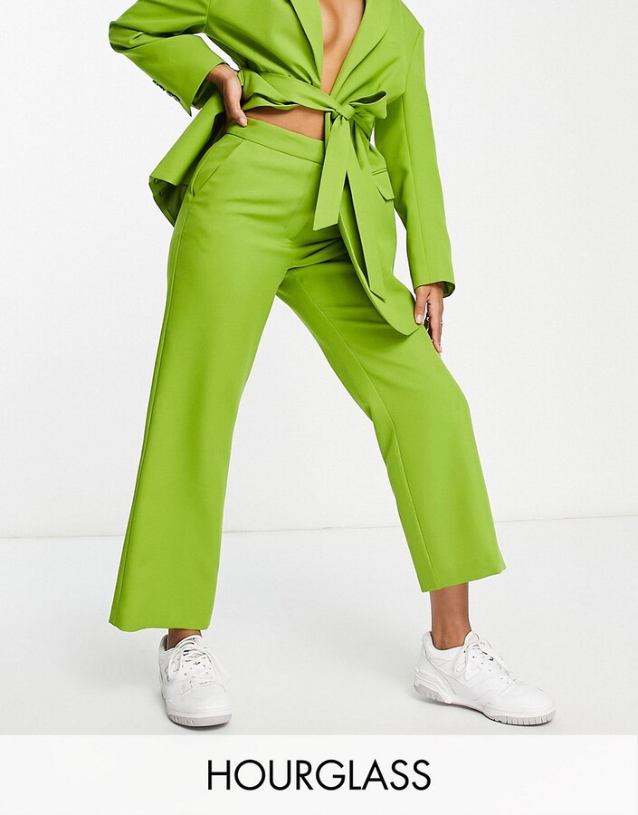 ASOS DESIGN hourglass straight ankle suit trouser in olive - ShopStyle