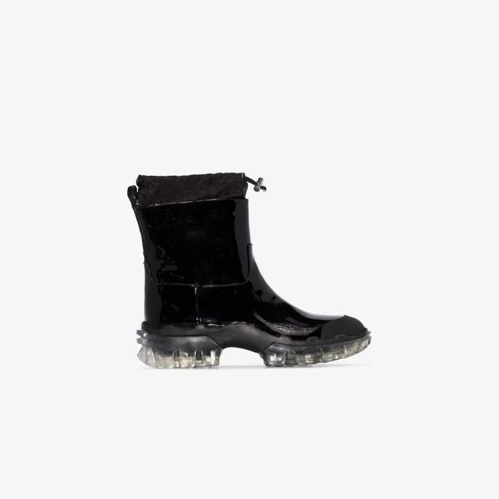 black patent snow boots