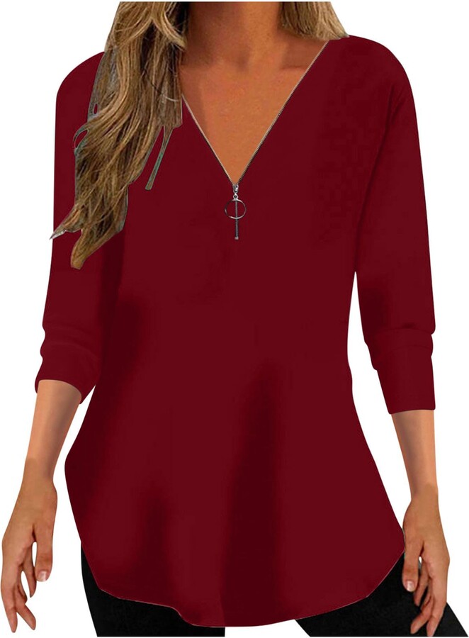 Fancy Tops Longline Dressy Tops HAOLEI Women Blouses Dressy 3/4