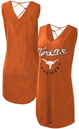 Women's G-III 4Her by Carl Banks Texas Orange Texas Longhorns Game Time Burnout Cover-Up V-Neck Dress
