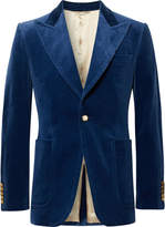 Thumbnail for your product : Gucci Royal-Blue Slim-Fit Stretch Cotton and Modal-Blend Velvet Blazer - Men - Blue