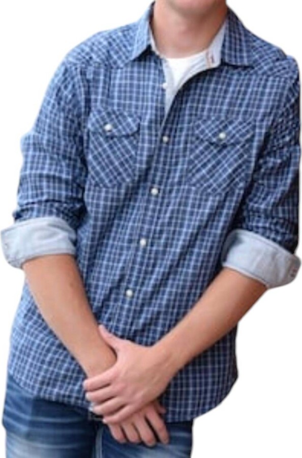 Flags & Anthem Edmond Long Sleeve Western Shirt In Blue