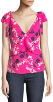 Thumbnail for your product : Tanya Taylor Sierra Floral Silk V-Neck Top