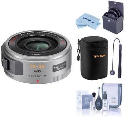 Panasonic LUMIX G X Vario PZ 14-42mm f/3.5-5.6 Aspherical Lens for Micro Four Thirds, Silver, Bundle with 37mm Filter Kit, Lens Case, Cleaning Kit,...