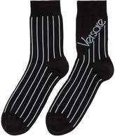 Thumbnail for your product : Versace Black and Blue Striped Logo Socks