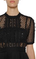 Thumbnail for your product : Self-Portrait Sequined Chiffon & Lace Mini Dress